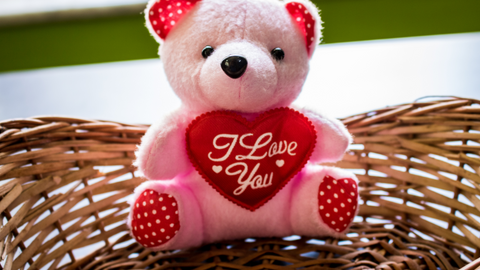 baby's first valentines day teddy bear gift in basket