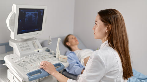 pregnant woman doing a 20 week ultrasound
