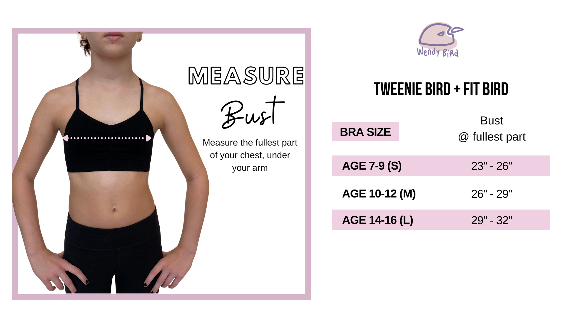 Tweenie Bird, a Seamless First Bra for Tween Girls ~ Black – Wendy