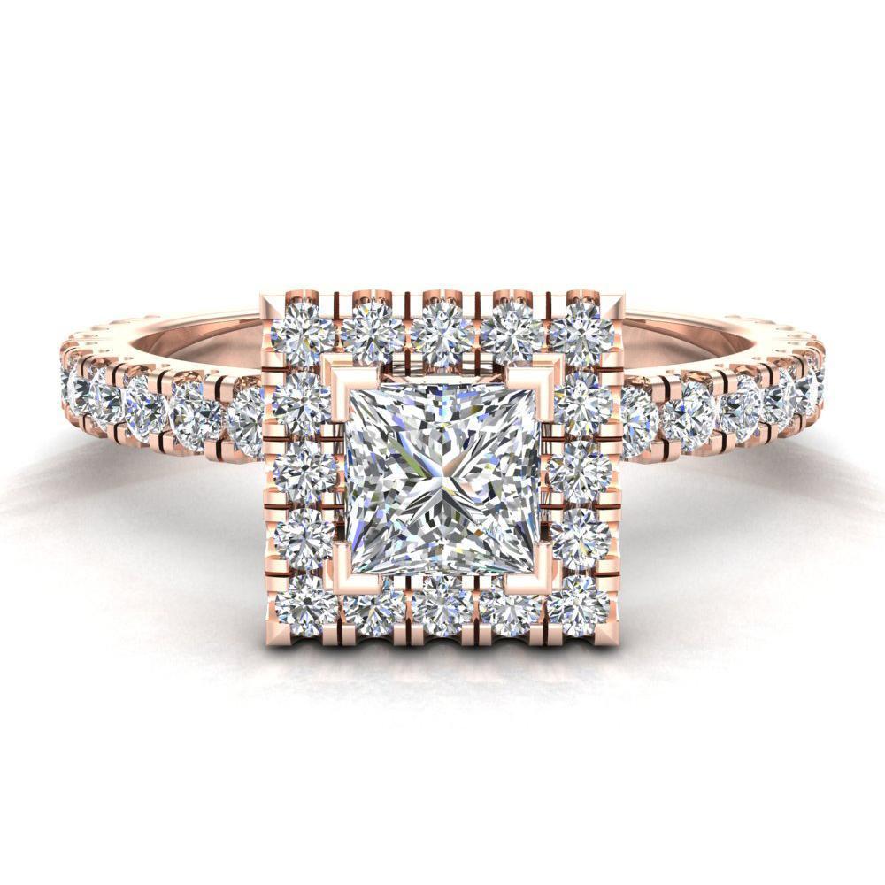 Engagement Rings for Women Princess Cut Diamond Ring 14K Gold 1.05 carat (F,VS)