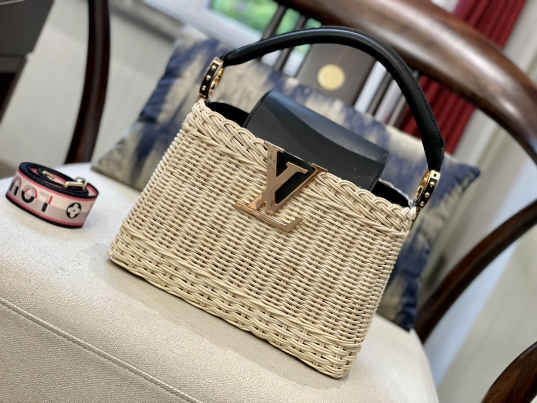 Louis Vuitton LV Summer Capucines BB Handbag in Black Bamboo Wea