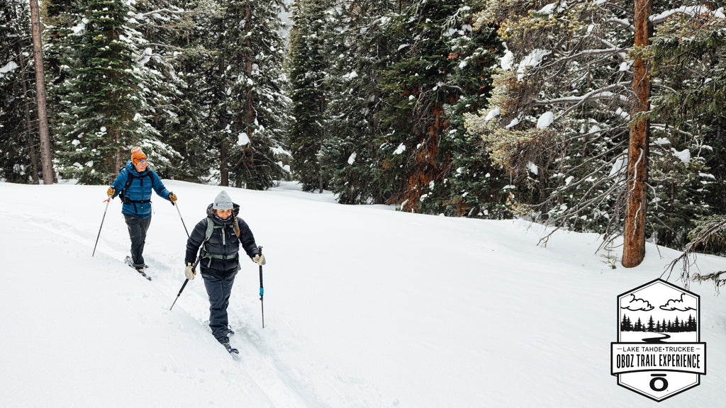 two people snowshoeing