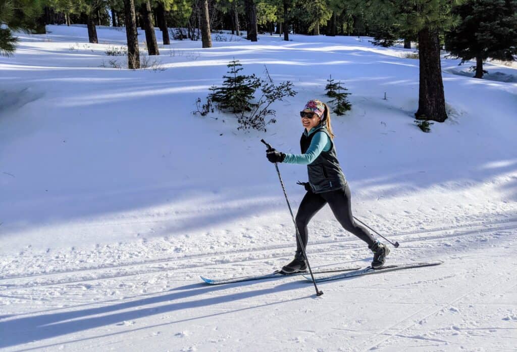 Striding in style at the cross country ski resort!