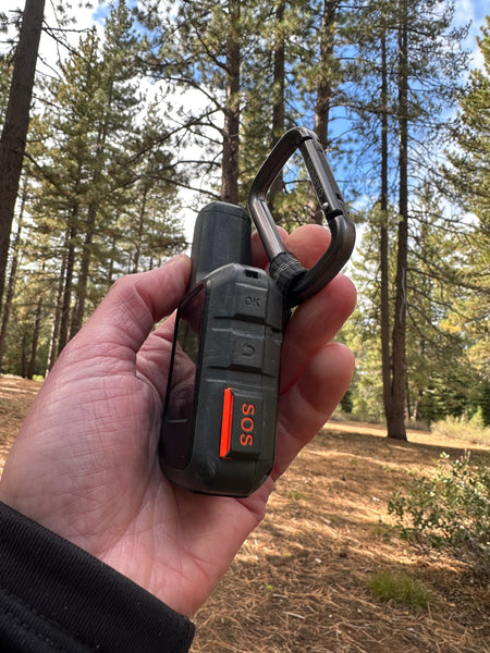 close up of sos button on garmin inreach mini 2