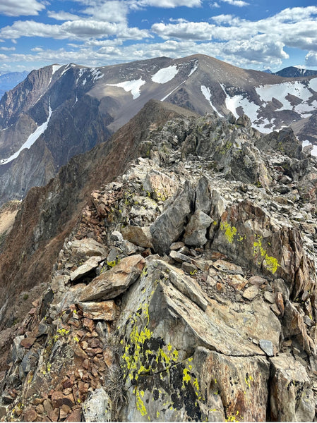 The rocky summit of Mt. Lewis at 12,300 ft.