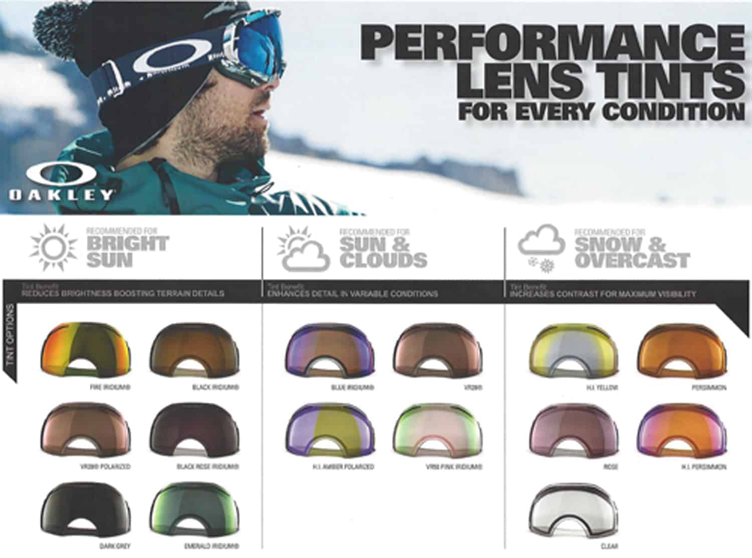 Oakley Snow Goggles Replacement Lens Tint & Goggle Fit Guide – Tahoe  Mountain Sports