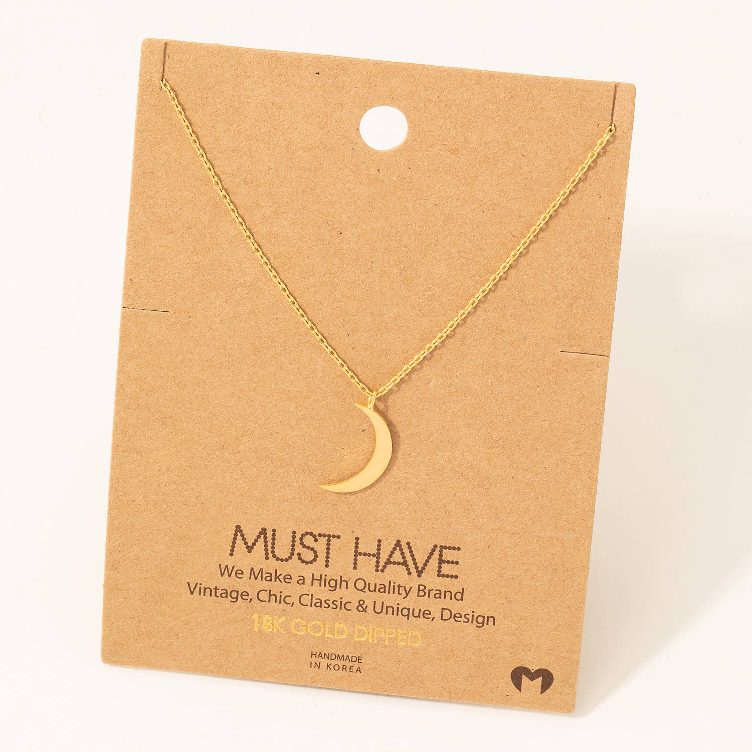 Moon Crescent Pendant Necklace: G