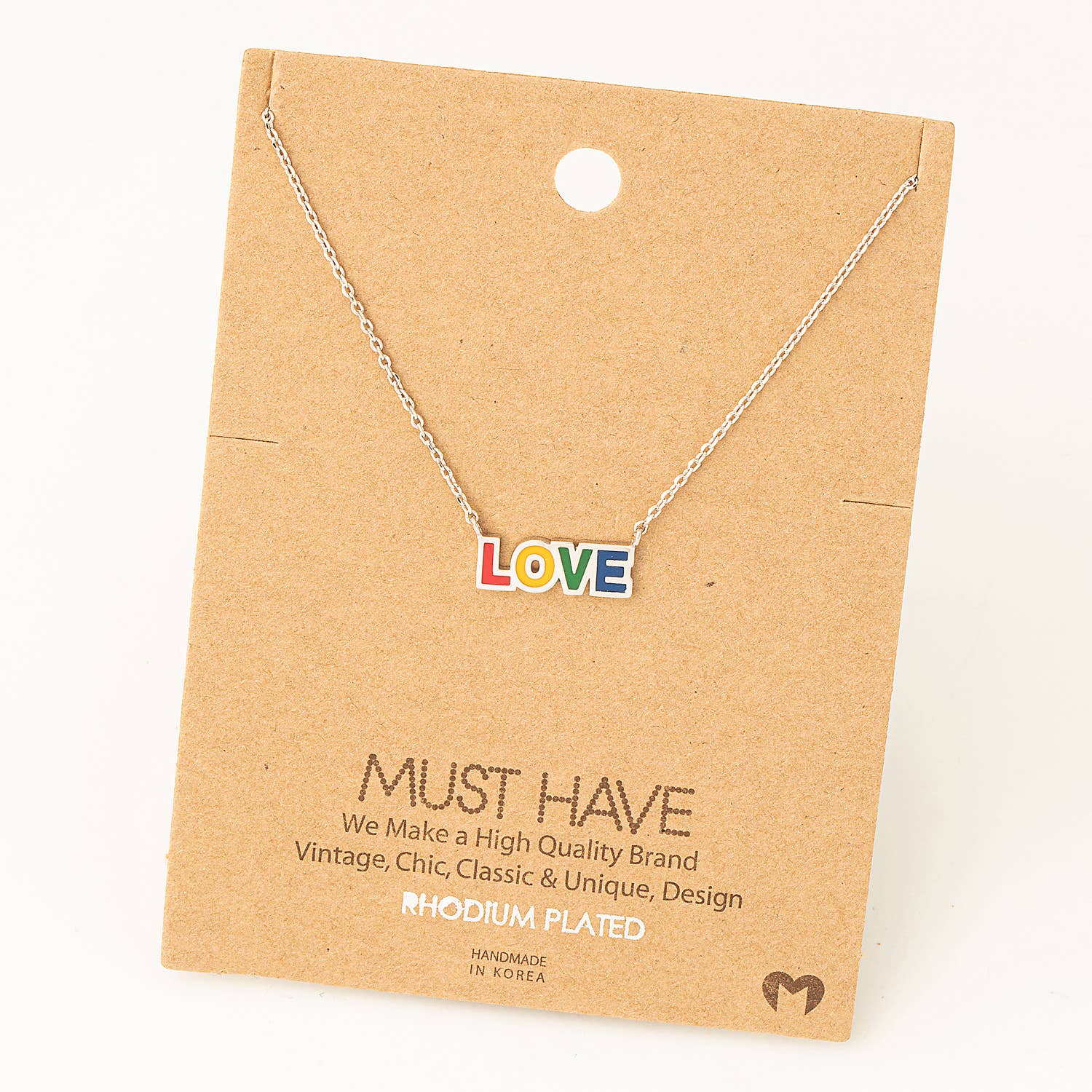 Rainbow Love Print Pendant Necklace: S