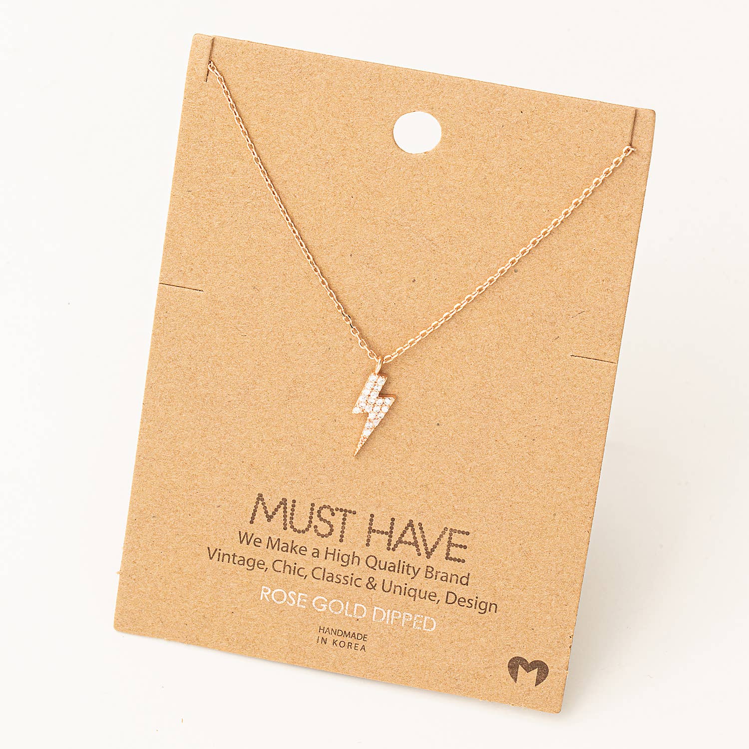 Mini Studded Lightning Bolt Necklace: R