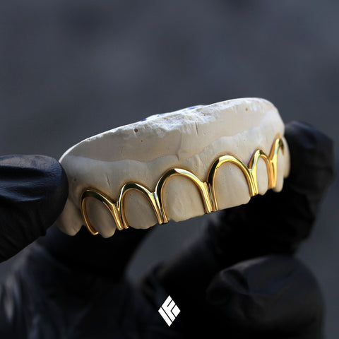 14k Yellow Gold Open Face Top 6 Grillz