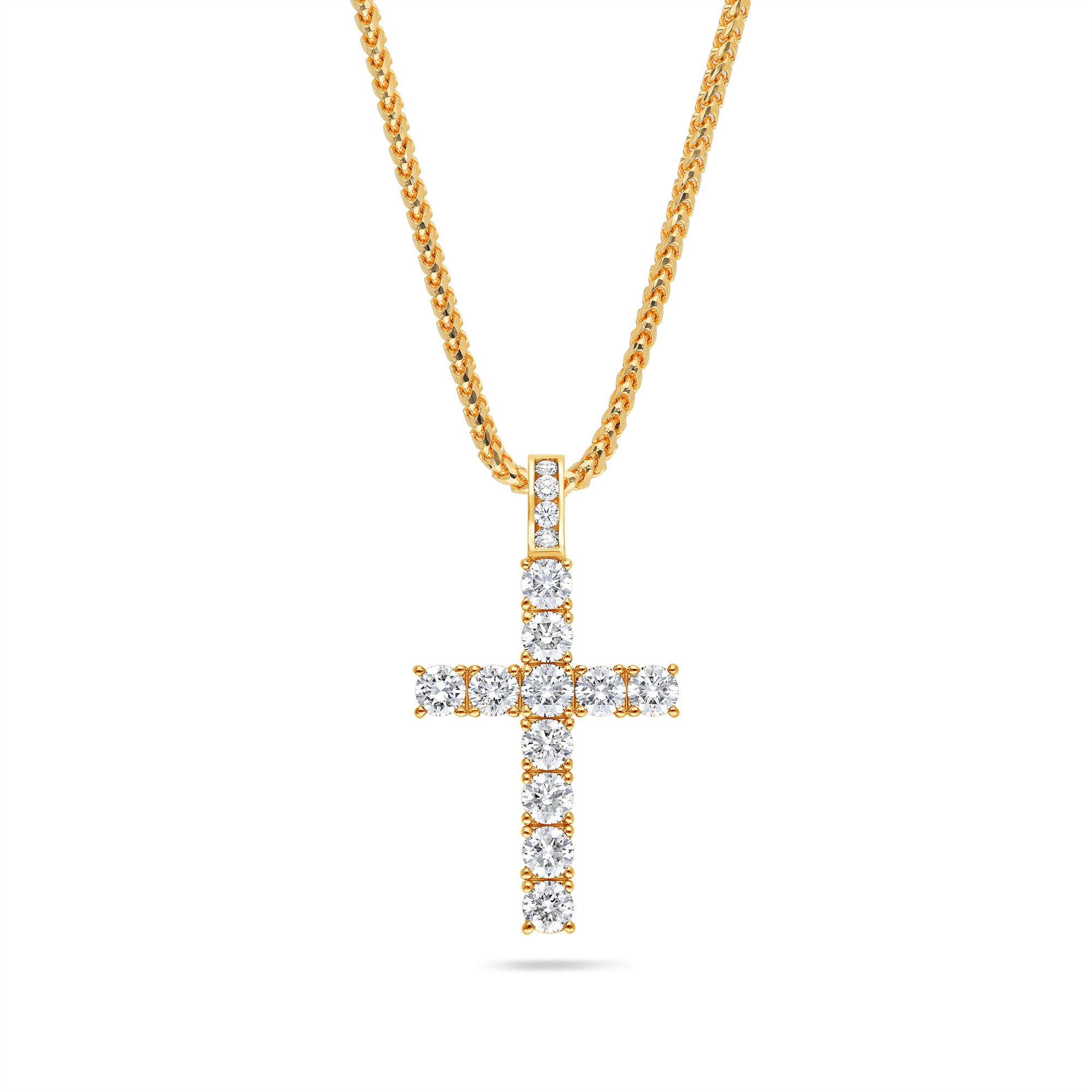 Men's Diamond Cross Necklace in Stainless Steel, 24