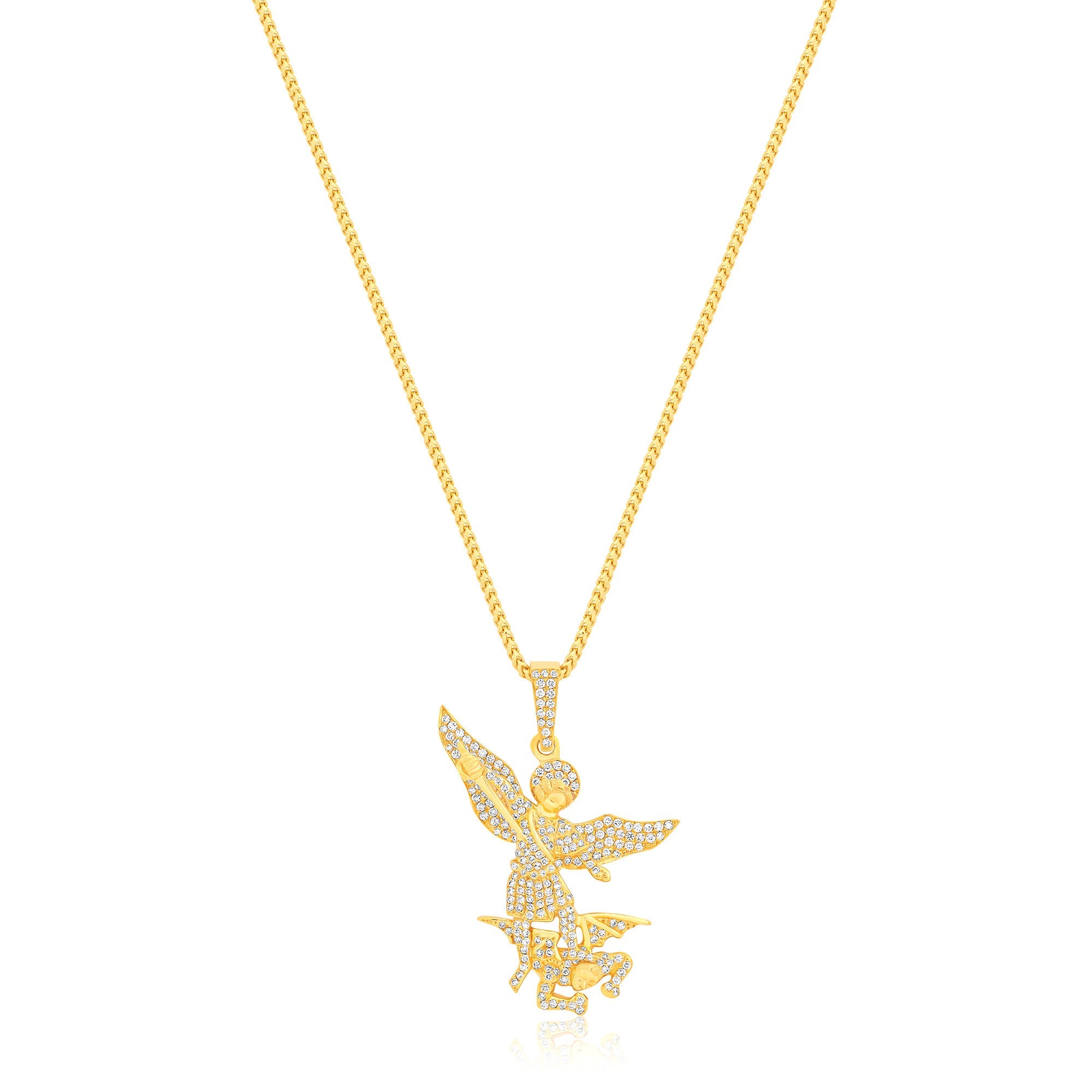 3d Diamond Micro Angel Gold Pendant - UVERLY