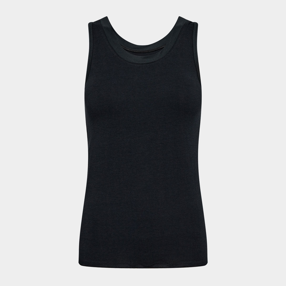 Sort bambus tank top med feminine detaljer, XS