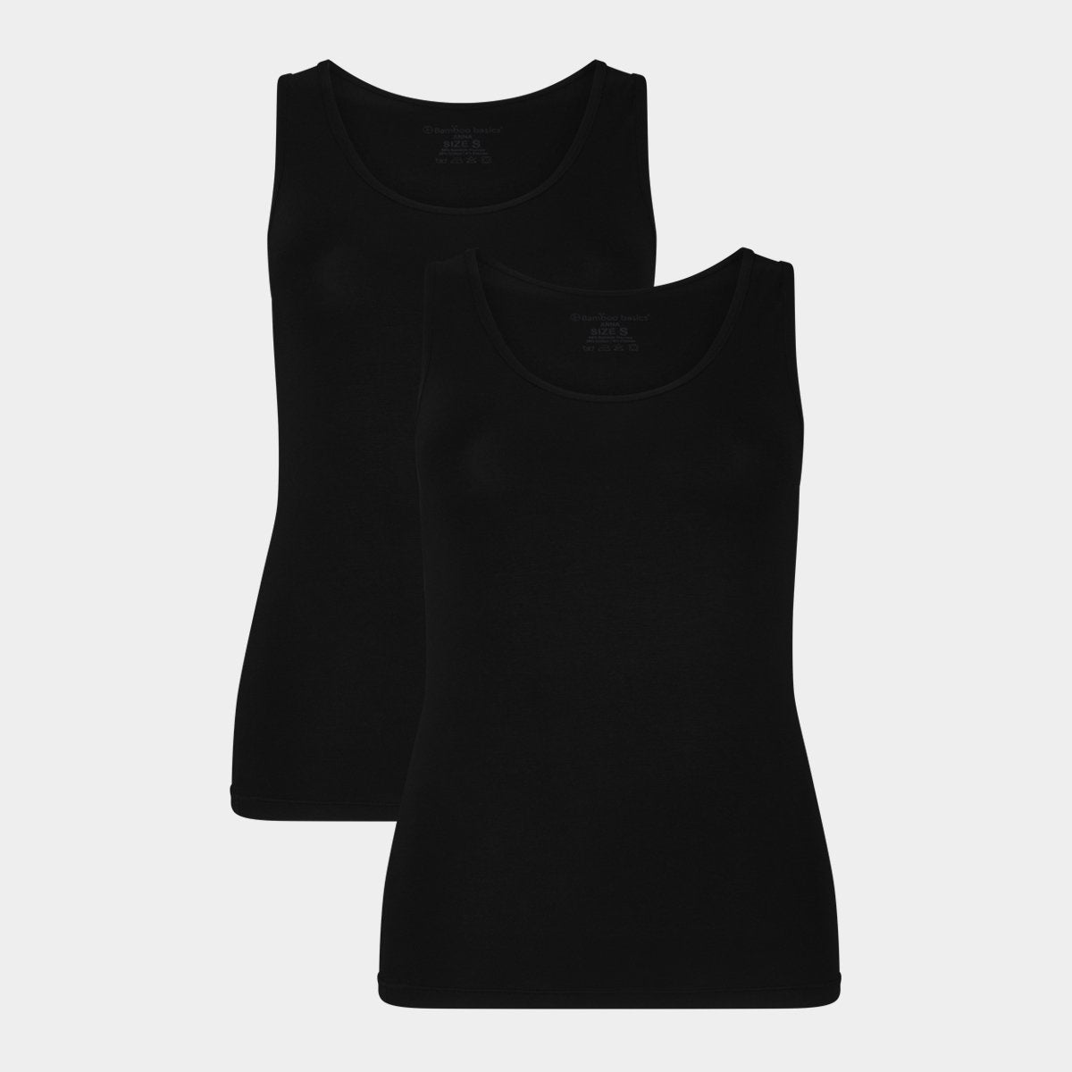 Se Bambus tank top med brede stropper til damer - 2 pak sort - Bamboo Basics, XL hos Bambustøj.dk