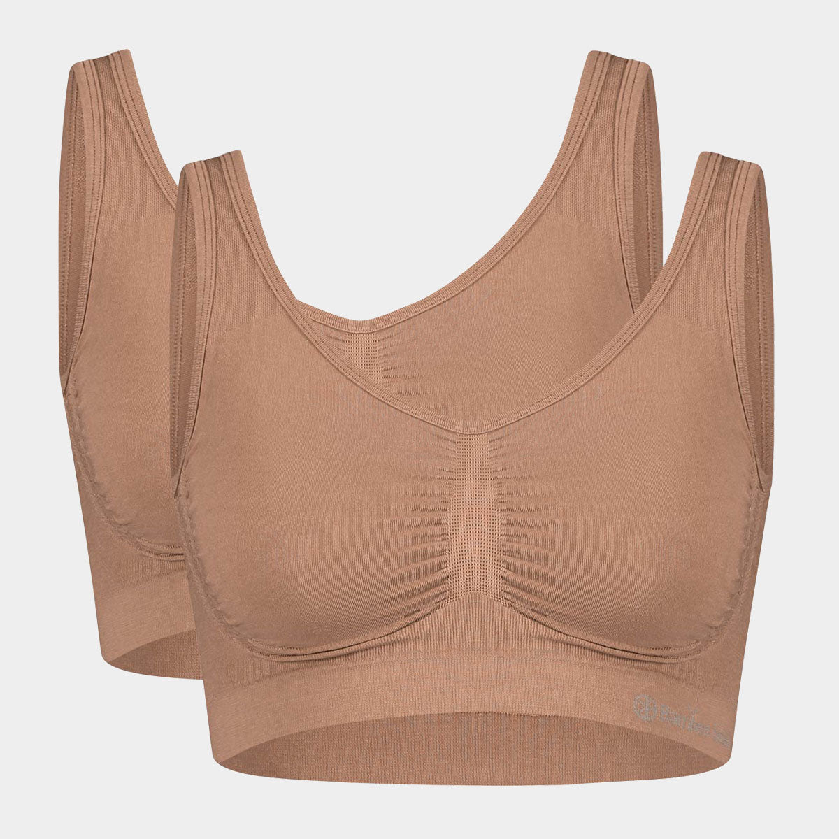 Billede af Tan nude bambus BH uden bøjle og polstring i flot 2 pak fra Bamboo Basics, S