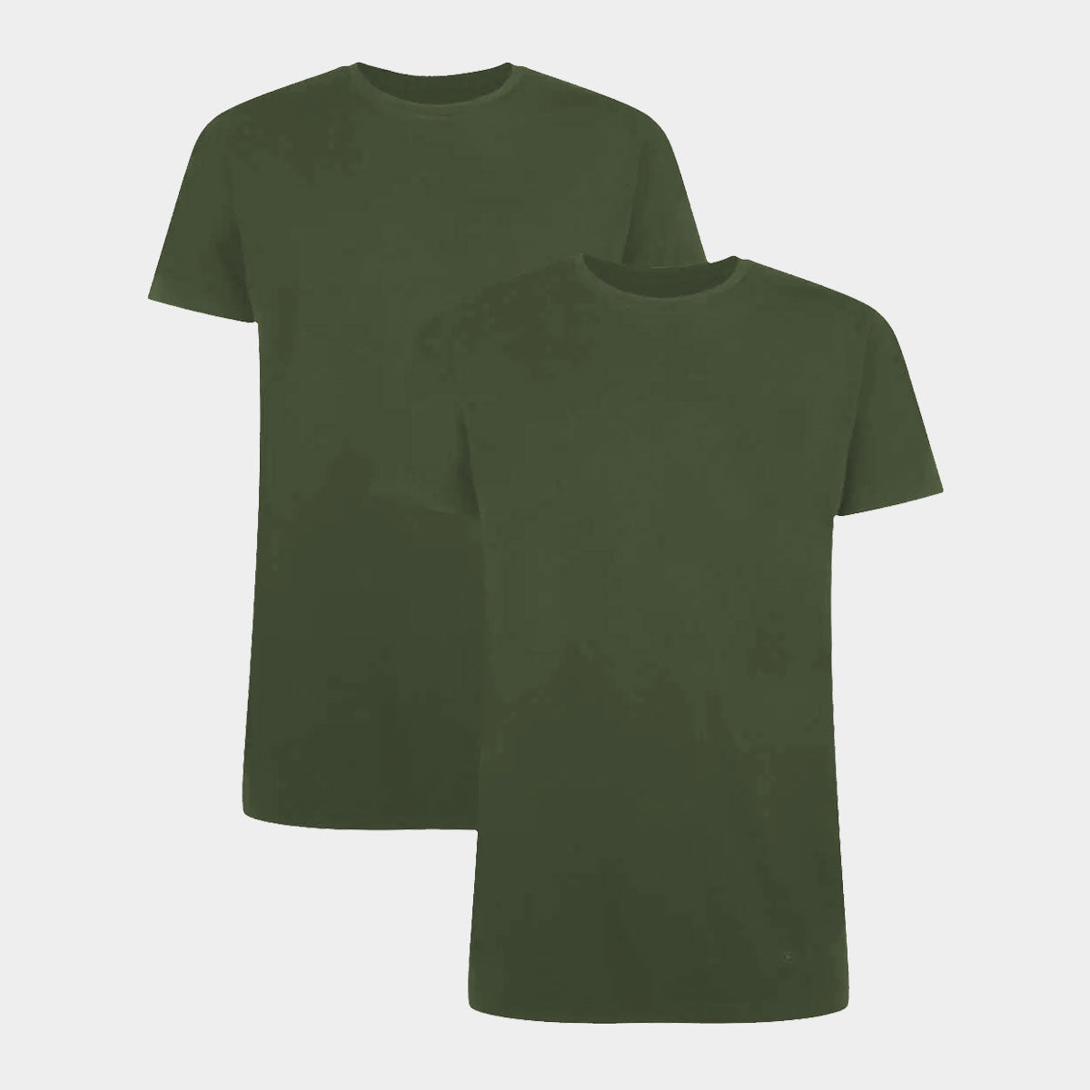 Se 2 stk bambus T-shirt mørkegrøn med crew neck til herre fra Bamboo Basic, S hos Bambustøj.dk