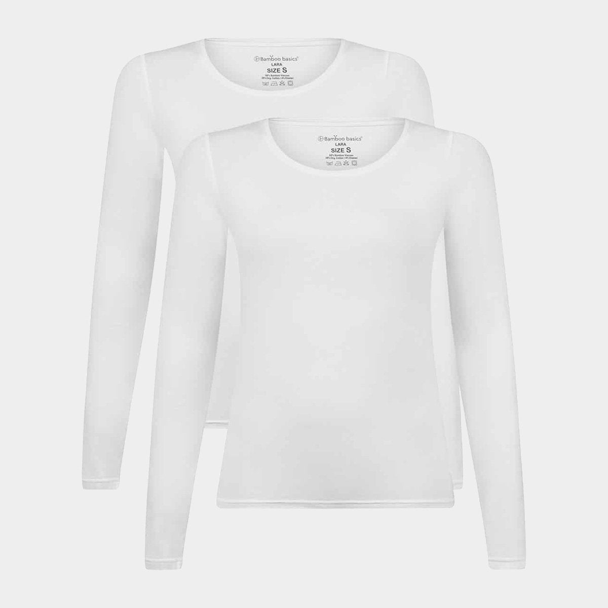 Bambus langærmet T-shirt | Hvid bambus dame T-shirt fra Bamboo Basics, S