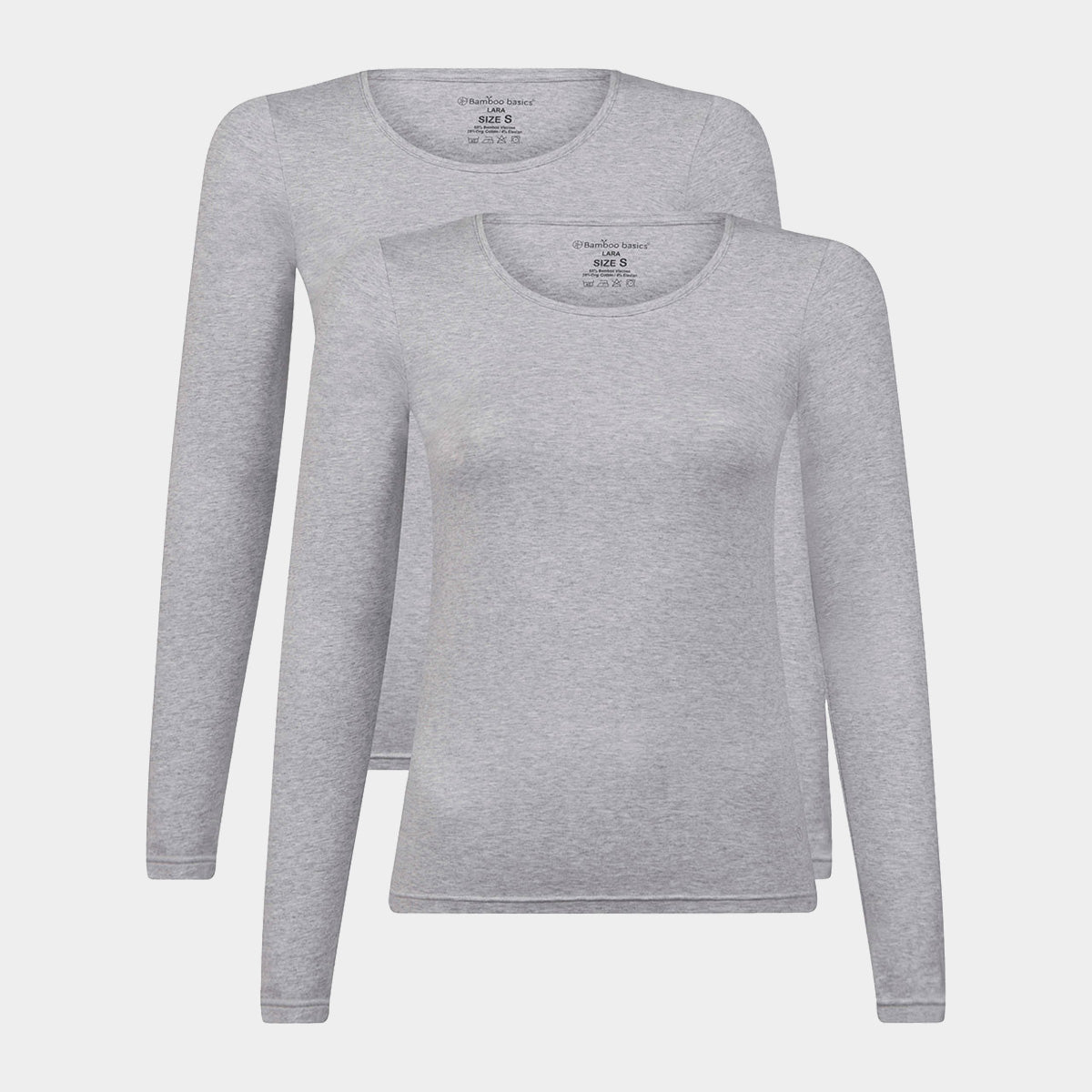 Billede af Bambus langærmet T-shirt | Grå bambus dame T-shirt fra Bamboo Basics, S