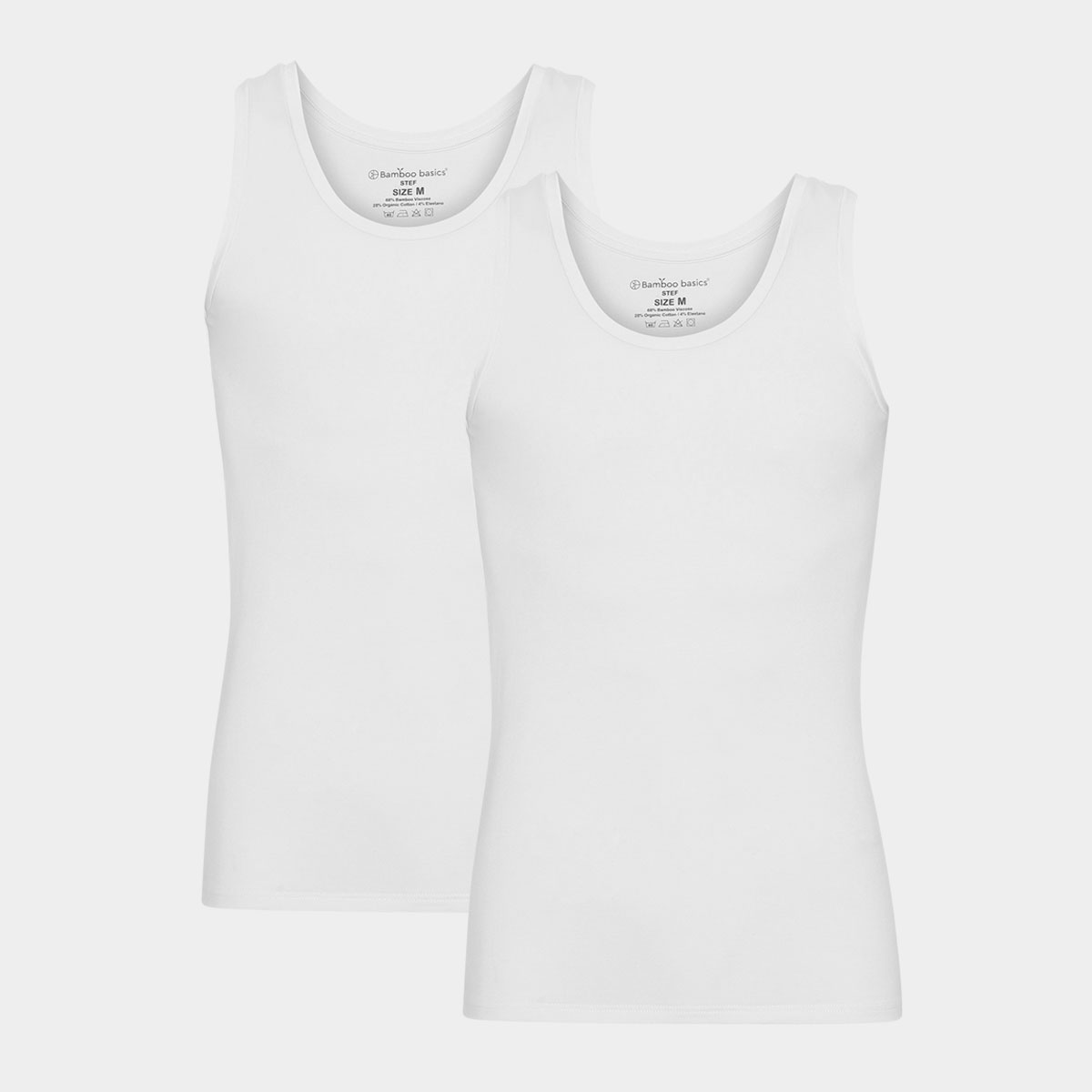 Se Bambus tank top | 2 pak hvide tank tops til mænd fra Bamboo Basics, XXL hos Bambustøj.dk