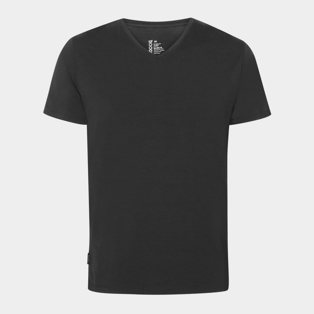 Billede af Bambus T-shirt | Sort T-shirt med v-hals til herre fra Boody, S