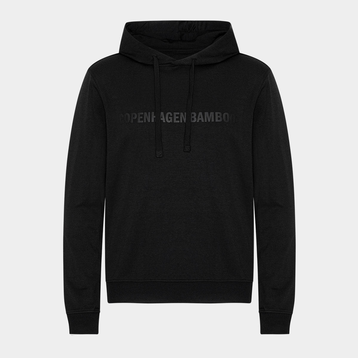 Billede af Sort bambus hoodie med logo, S hos Bambustøj.dk