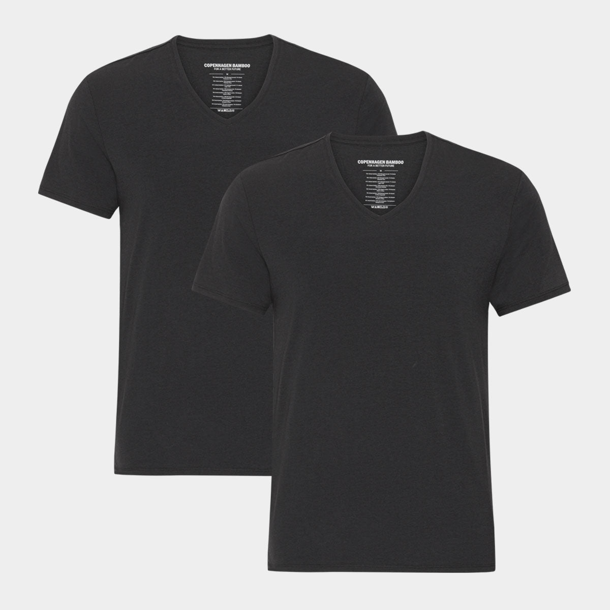 Se 2 stk sorte bambus slim fit T-shirt med v-hals til mænd fra Copenhagen Bamboo, L hos Bambustøj.dk