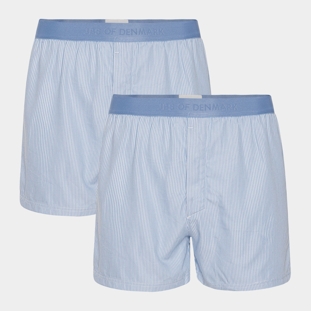 Billede af 2 par lyseblå stribet bambus boxershorts, S hos Bambustøj.dk