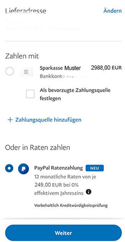 PayPal Ratenzahlung