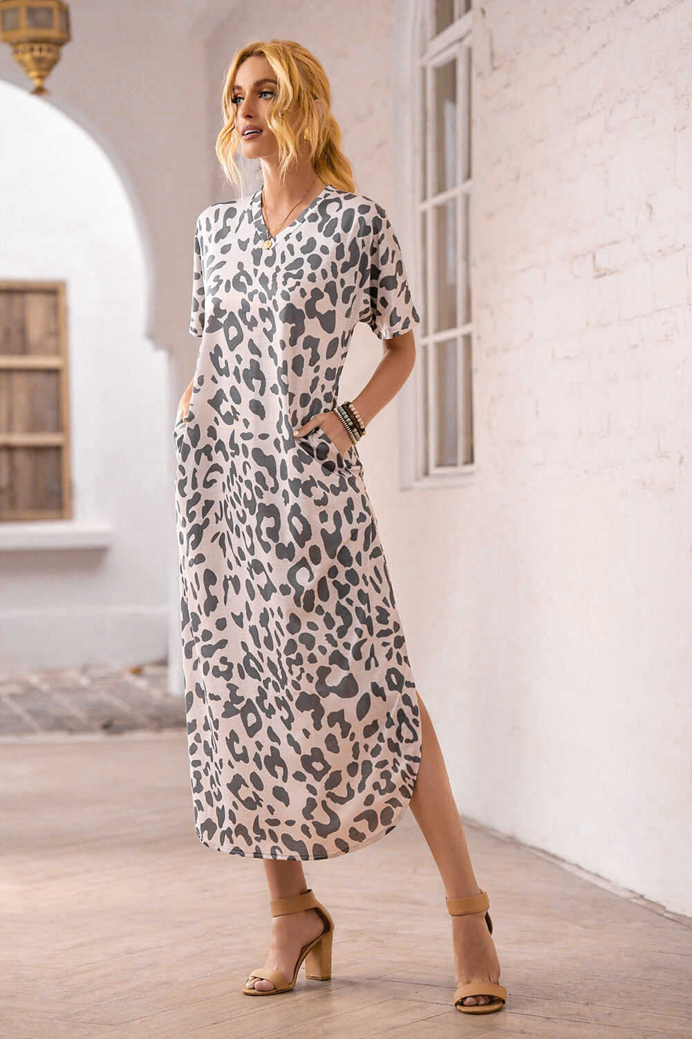 leopard maxi dress zara