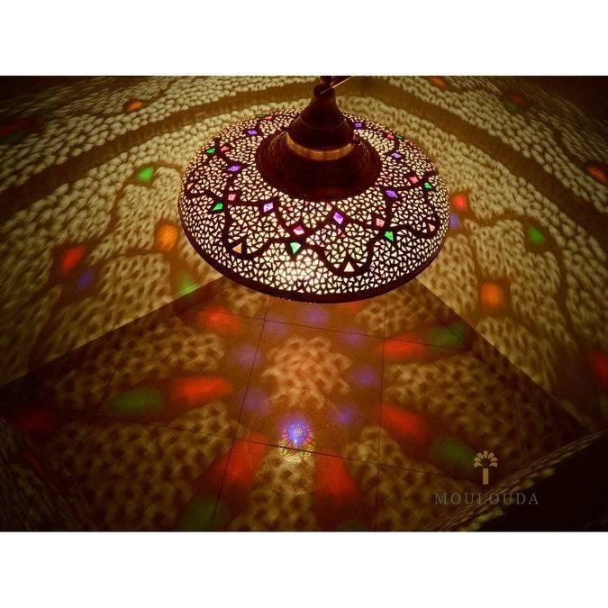 Moroccan Glass Chandelier | Boho Night Lamp | Mouloudacastle