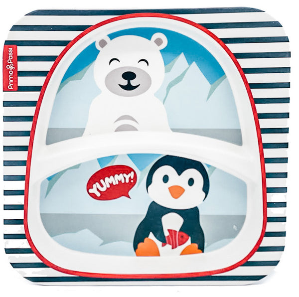 Primo Passi - Bamboo Fiber Kids Cup with Handle/Straw, Winter Friends (Penguin/Polar)