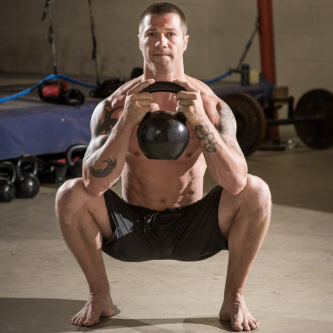 male athlete goblet squat