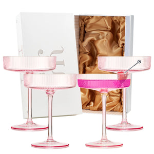 Pink Ribbed Coupe - Set of 4 - SPYTFUL