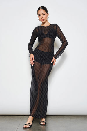 Sheer Polka Dot Mesh Maxi Dress - SPYTFUL