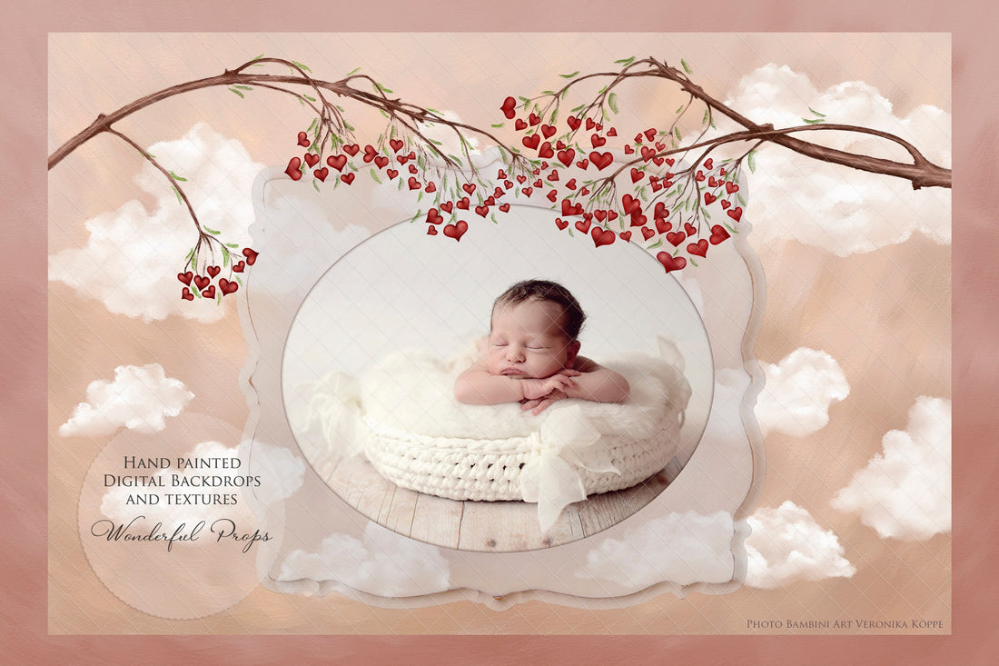 Heart Branches Oval Frame Design- Digital Backdrop - Valentine's Day H –  Wonderful Props
