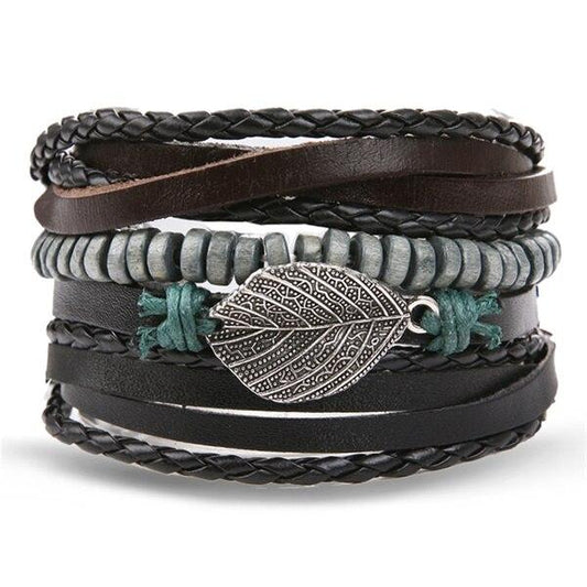 Cheap 2023 Multilayer Bracelet Set Men Vintage Punk Leather Handmade Woven  Bangle Bracelets  Joom