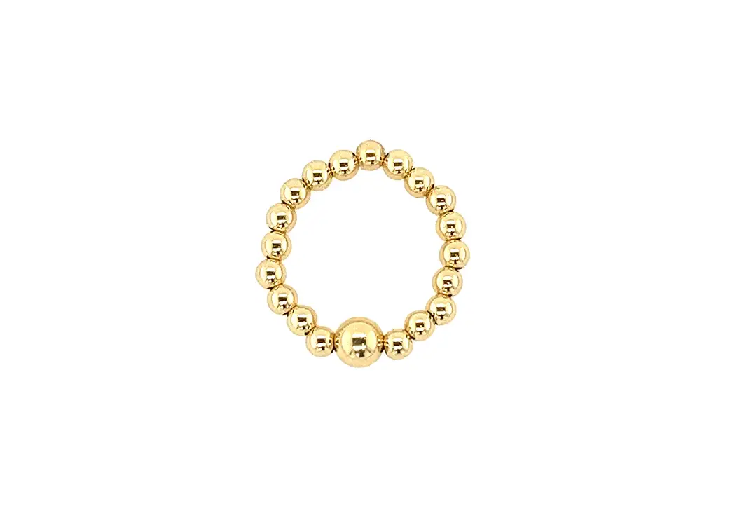 "Vanessa" 14k gold-filled ball Stretchy beaded Ring: GOLD FILLED / 5