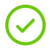 A green checkmark inside a green circle, indicating something is correct or verified.