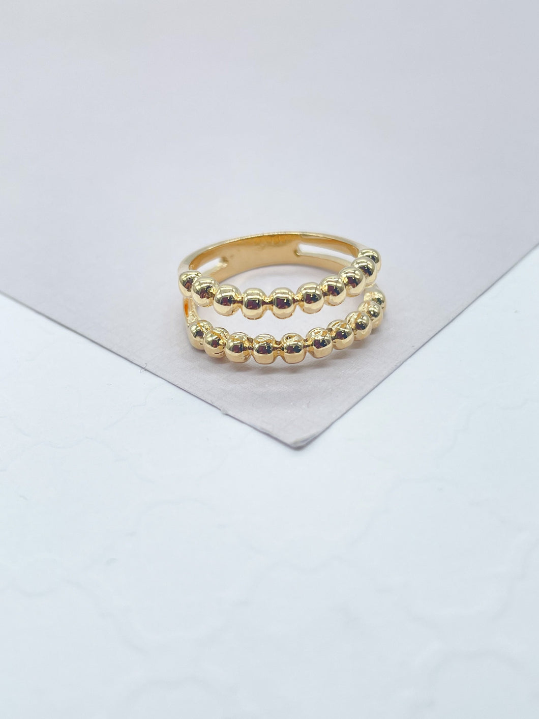 18k Gold Filled Plain Beaded Ring