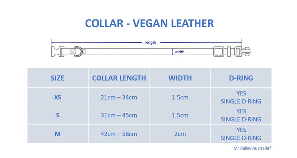 size chart - collar vegan leather