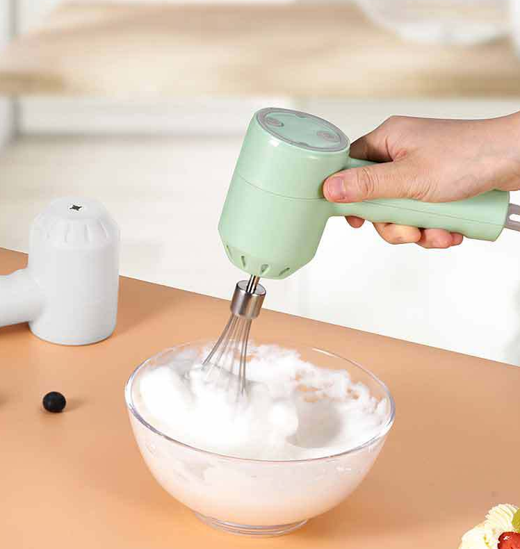 Portable Mini WirelessElectric Egg Beater HandHeld USB Rechargeable Food Mixer Milk Frother 3 Speed Cream Food Cake Mixer