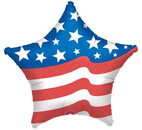 Patriotic Star 18in Metallic Balloon