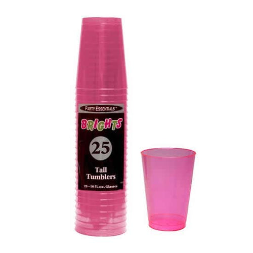 Neon Pink Plastic Tumblers 10oz  25ct