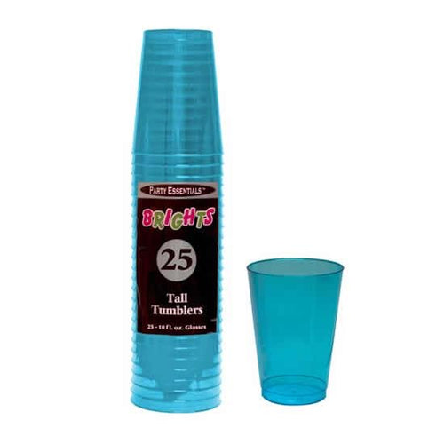 Neon Blue Plastic Tumblers 10oz 25 ct