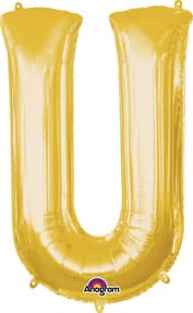 Letter U Gold 33in Metallic Balloon