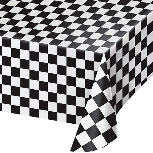 Black & White Check 54x108in Plastic Table Cover