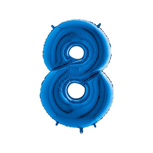 40in Number 8 Blue Mylar Balloon