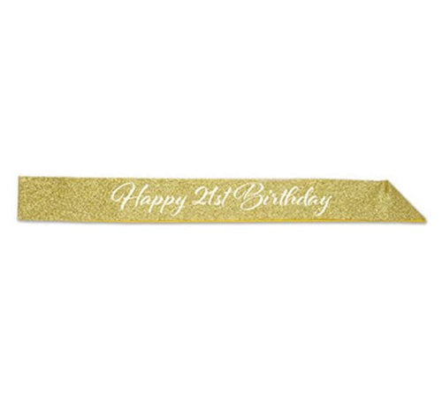 Happy 21st Birthday Glittered Sash