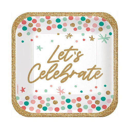 Wish Big Birthday 7in Square Luncheon Paper Plates 18 Ct