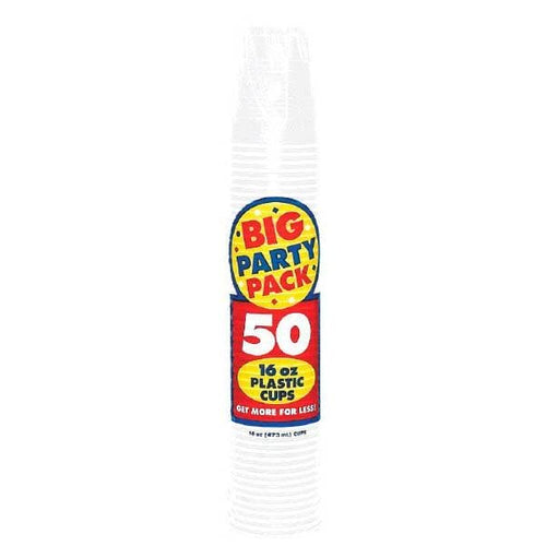Big Party Pack White 18oz Plastic Cups 50 Ct